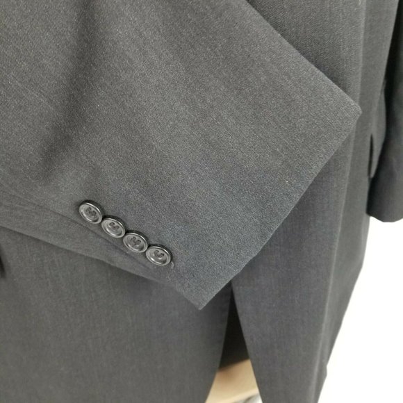 Pronto Uomo Mens Suit 54L Black Wool 2 Button - Picture 6 of 12